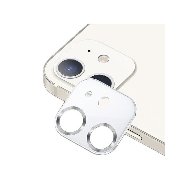 Protectie Camera Usams Metal Si Sticla Securizata Pentru iPhone 12 - Silver White