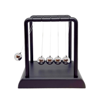 Leaganul lui Newton, 10x9x10cm, Metal/PVC, Negru/Gri Leaganul lui Newton, 10x9x10cm, Metal/PVC, Negru/Gri