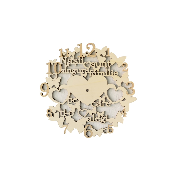 Декоративен дървен часовник, Nasi, DekoLaser, CL1003, 30 см