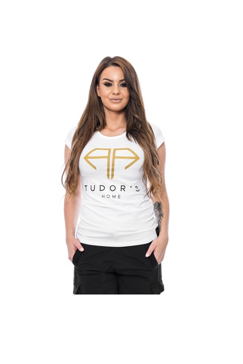 Tricou Dama , Tudor’s Home , Guler U, Alb