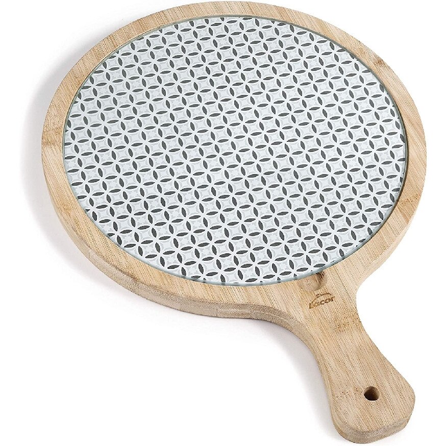 Tabla rotunda din sticla si bambus, 24,5 cm, Lacor