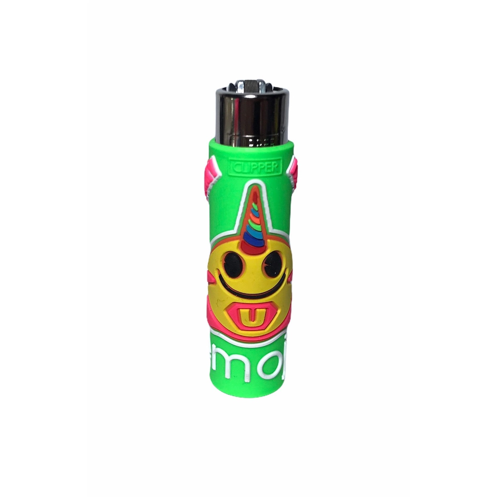 Bricheta Clipper Emoji cu husa protectoare Silicon Green Face Unicorn