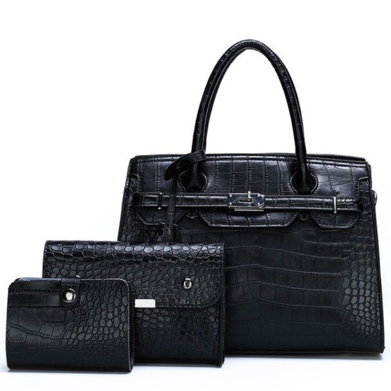 Set trei piese Geanta dama Nario Lucrezia Negru