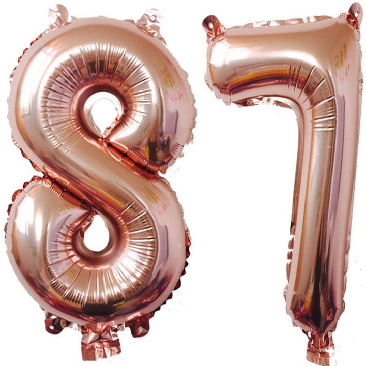 Set 2 baloane folie, Domi Party, Rose Gold, aniversare 87 ani, 100 cm