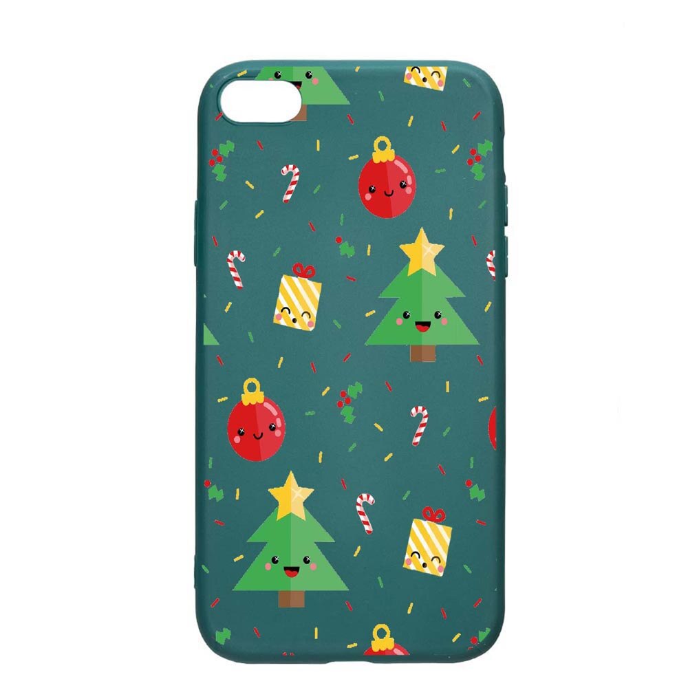Husa Apple iPhone SE 2 / iPhone 8 / iPhone 7, Xmas, rezistenta la uzura, anti-alunecare, din silicon Premium, ForestGreen, FG309