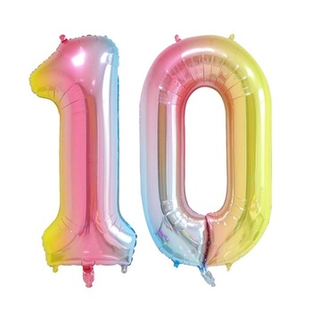 Set 2 baloane folie cifra, ESB, Curcubeu, aniversare 10 ani, 105 cm Set 2 baloane folie cifra, ESB, Curcubeu, aniversare 10 ani, 105 cm