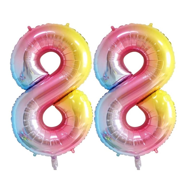 Set 2 baloane folie cifra, Domi Party & Gifts, Curcubeu, aniversare 88 ani, 100 cm