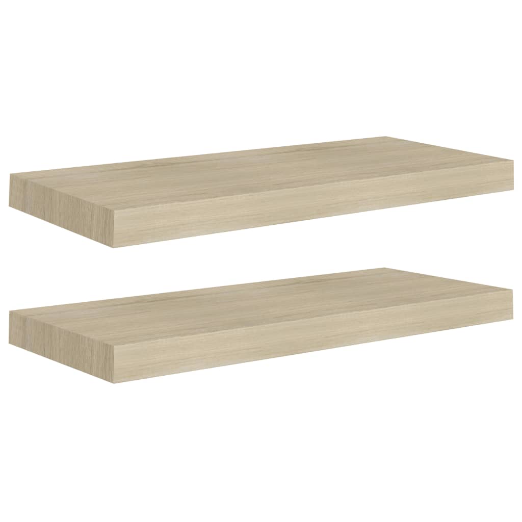 Set de 2 rafturi suspendate de perete vidaXL, MDF, 60 x 23.5 x 3.8 cm, Maro