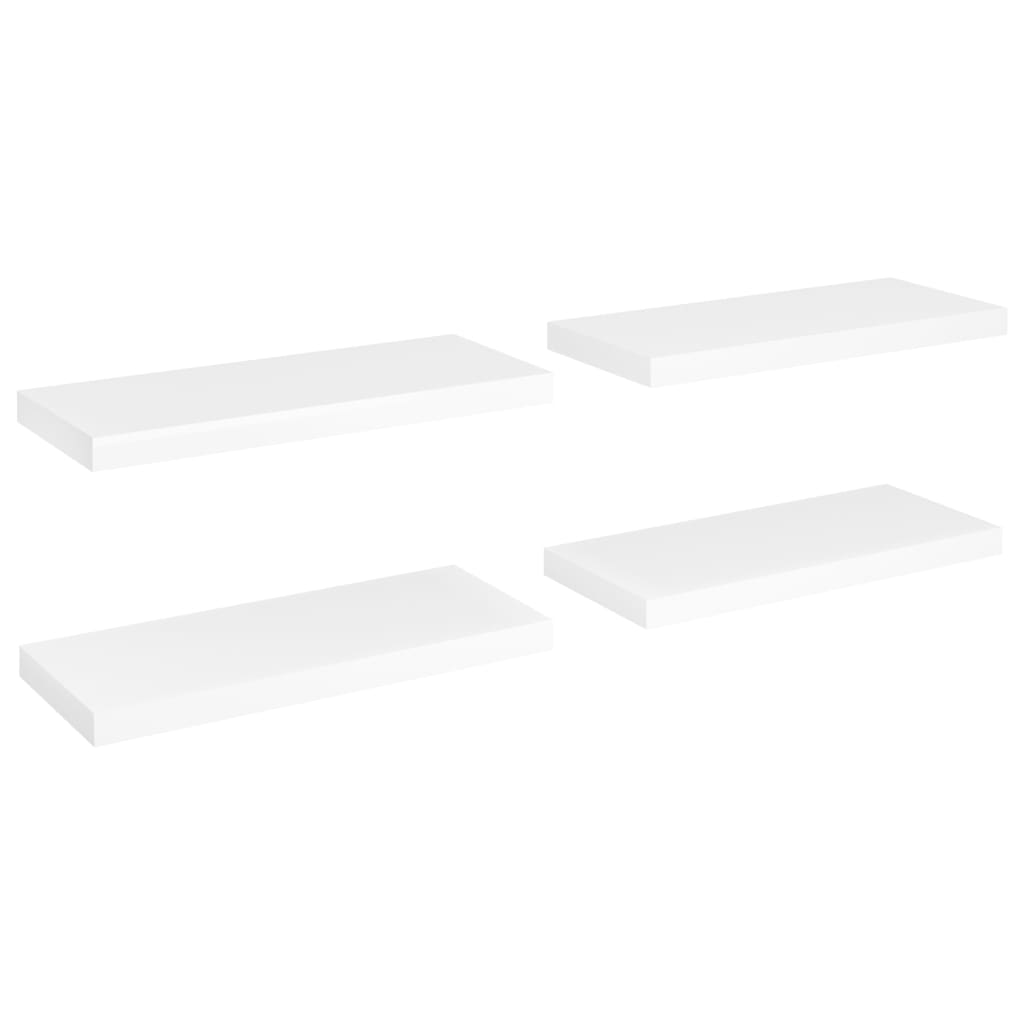 Set de 4 rafturi suspendate de perete vidaXL, MDF, 60 x 23.5 x 3.8 cm, Alb