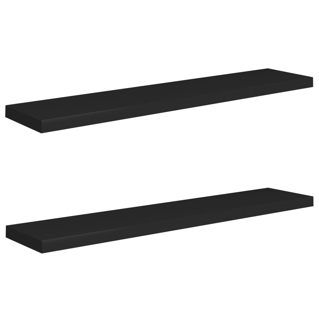 Set de 2 rafturi suspendate de perete vidaXL, MDF, 120 x 23.5 x 3.8 cm, Negru