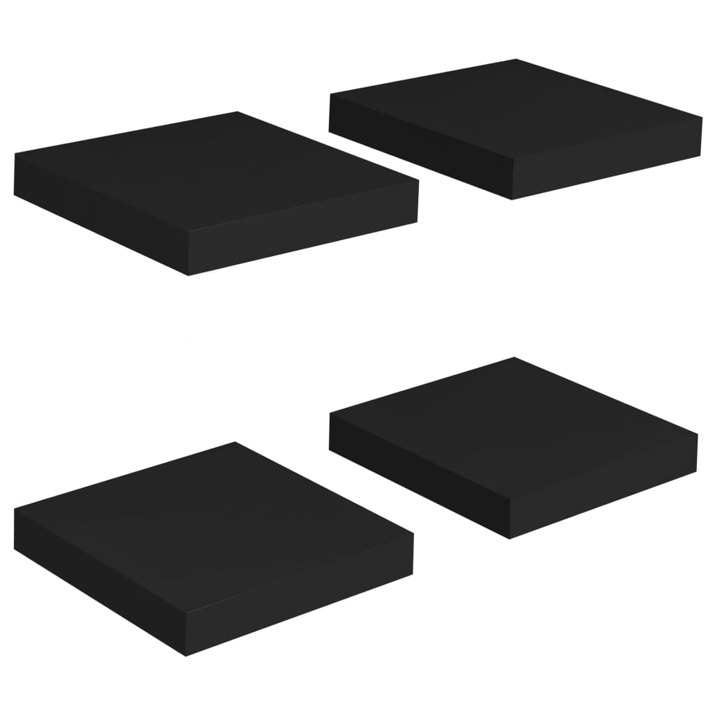 Set de 4 rafturi suspendate de perete vidaXL, MDF, 23 x 23.5 x 3.8 cm, Negru