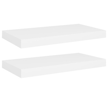 Set de 2 rafturi suspendate de perete vidaXL, MDF, 50 x 23 x 3.8 cm, Alb Set de 2 rafturi suspendate de perete vidaXL, MDF, 50 x 23 x 3.8 cm, Alb