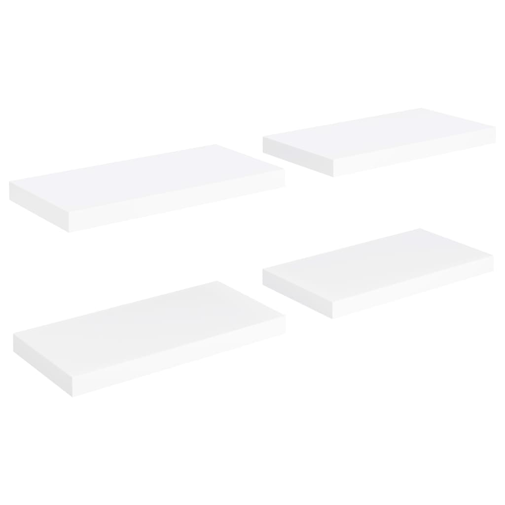 Set de 4 rafturi suspendate de perete vidaXL, MDF, 50 x 23 x 3.8 cm, Alb
