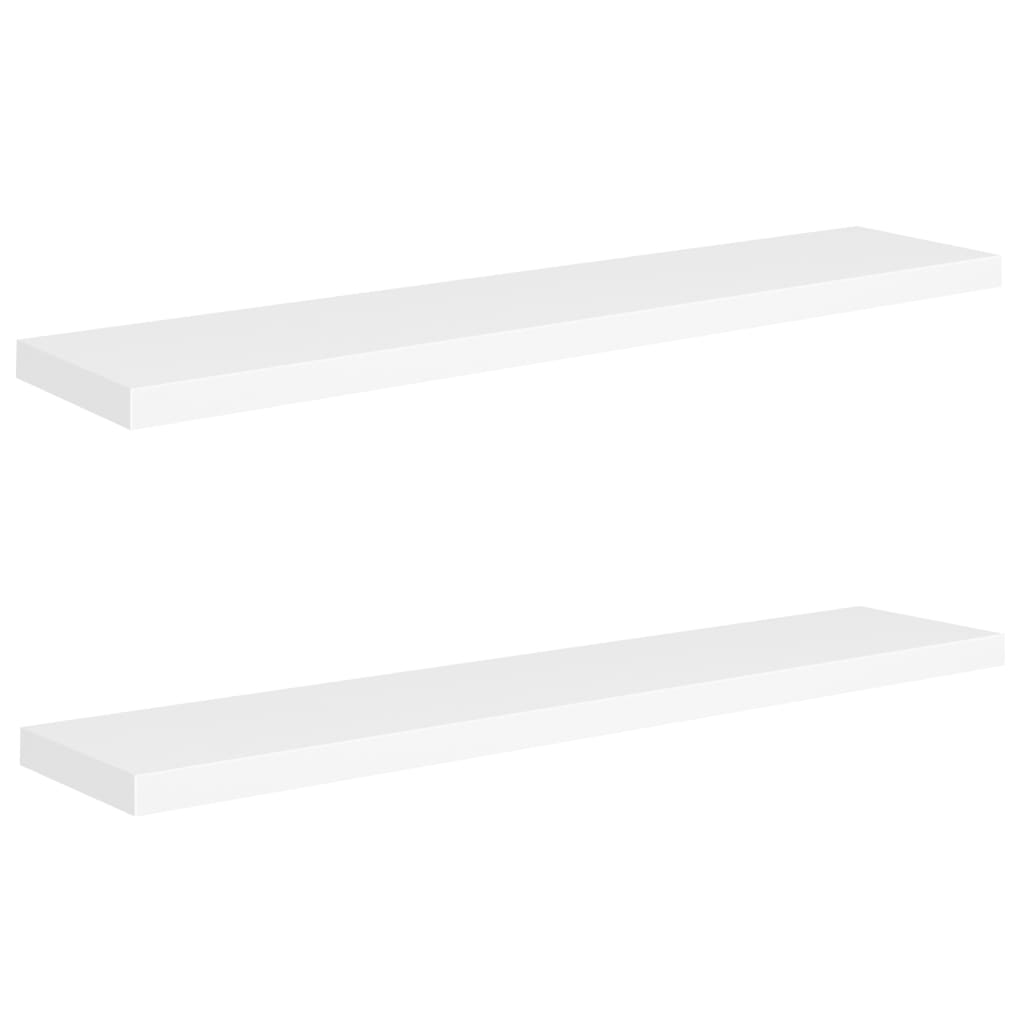 Set de 2 rafturi suspendate de perete vidaXL, MDF, 120 x 23.5 x 3.8 cm, Alb