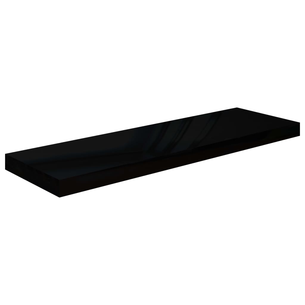 Raft suspendat de perete vidaXL, MDF extralucios, 80 x 23.5 x 3.8 cm, Negru