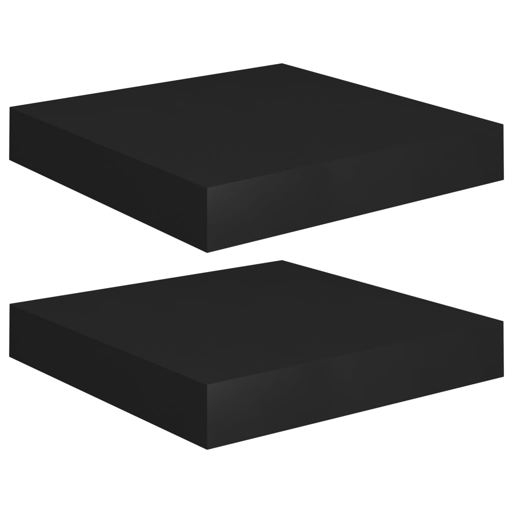 Set de 2 rafturi suspendate de perete vidaXL, MDF, 23 x 23.5 x 3.8 cm, Negru