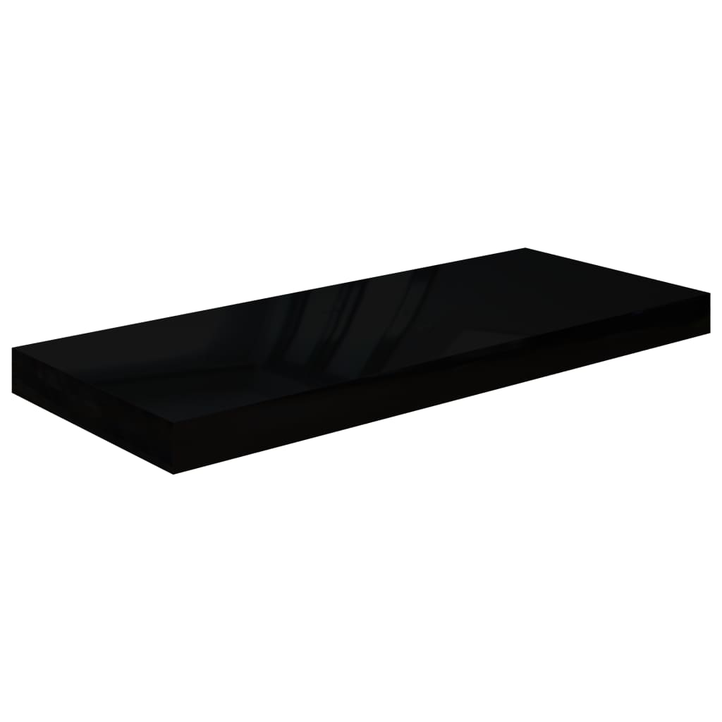 Raft suspendat de perete vidaXL, MDF extralucios, 60 x 23.5 x 3.8 cm, Negru