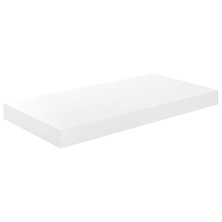 Raft de perete suspendat vidaXL, alb extralucios, 50x23x3,8 cm, MDF 1.28 kg