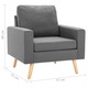 Fotoliu vidaXL, gri deschis, material textil, 77 x 71 x 80 cm, 13.1 kg