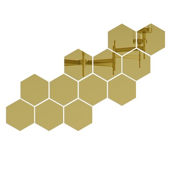 Set 12 stickere auto-adezive, 5 Continents, tip oglinda decorativa, 3D, Auriu, 126x110x63mm Set 12 stickere auto-adezive, 5 Continents, tip oglinda decorativa, 3D, Auriu, 126x110x63mm
