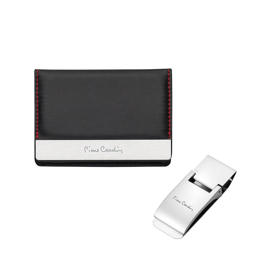 Set cadou clips de bani cu husa documente, Pierre Cardin, Piele ecologica