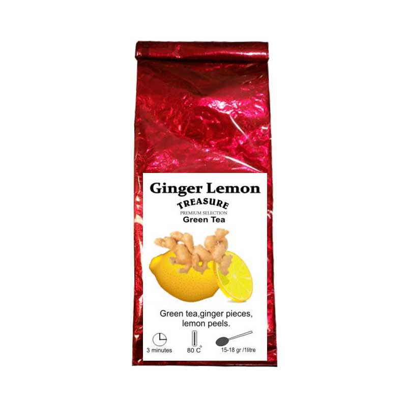 Ceai Verde Ghimbir si Lamie,Infuzie,50 grame,Treasure