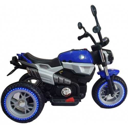 Motocicleta electrica pentru copii, cu lumini si sunete, acumulator, 2 motoare, 12V, Albastra