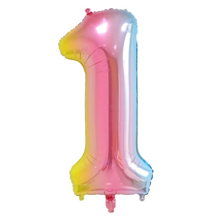 Balon folie, Domi Party & Gifts, Curcubeu, cifra 1, 100 cm