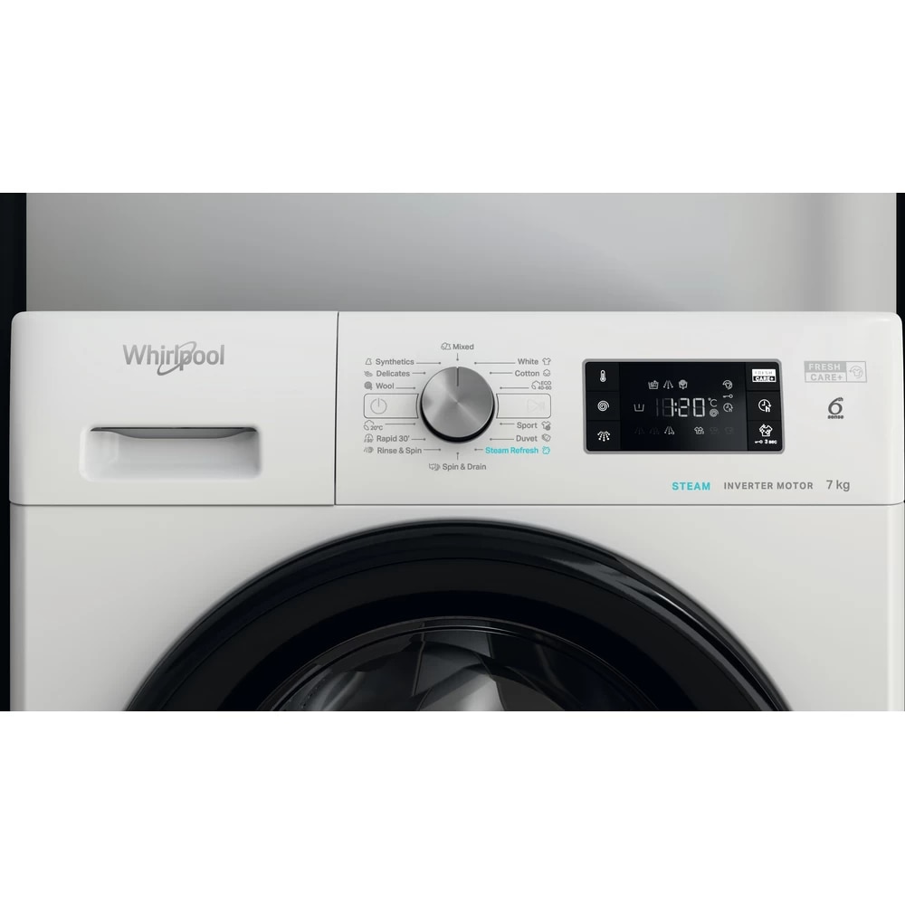 Masina de spalat rufe Whirlpool FFB 7238 BV EE, 7 Kg, Clasa D, 6th Sense, FreshCare+, Alb