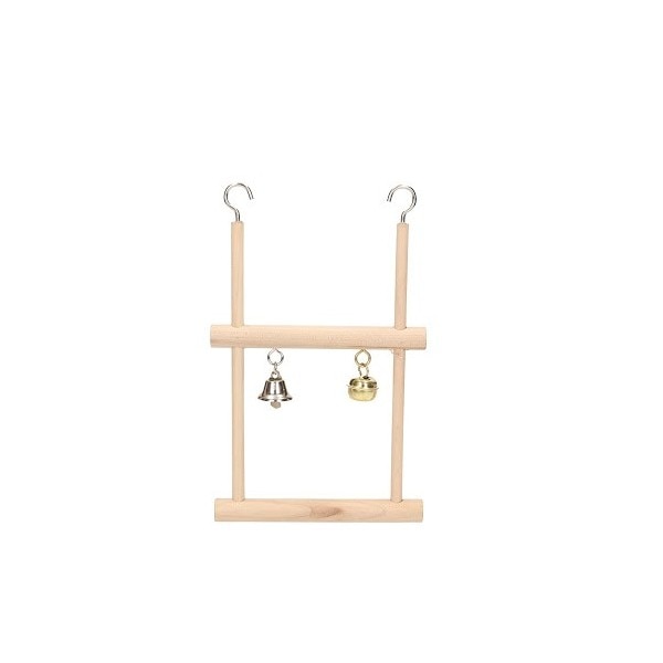 Leagan din lemn Trixie pentru colivie, 2 clopotei, 12x20 cm