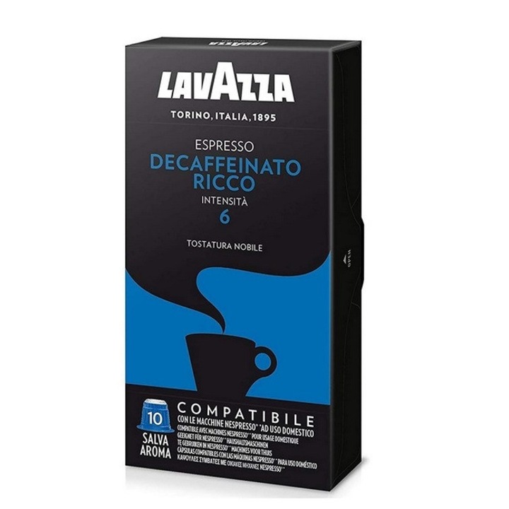 Lavazza Decaffeinato Ricco kávékapszula, Nespresso kompatibilis, 10 Kapszula