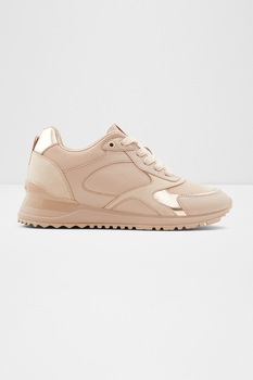 Aldo, Pantofi sport de piele ecologica Praylian, Maro nisip, 9 Aldo, Pantofi sport de piele ecologica Praylian, Maro nisip, 9