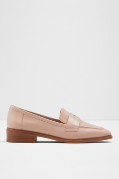 Aldo, Pantfi loafer de piele cu toc patrat Taodia, Bej, 9 Aldo, Pantfi loafer de piele cu toc patrat Taodia, Bej, 9