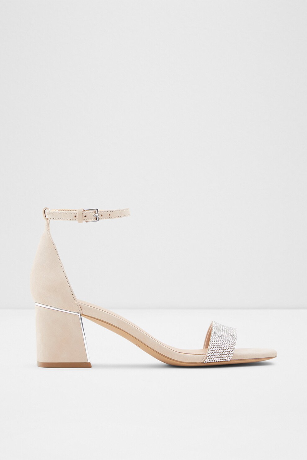 Aldo, Sandale de piele intoarsa cu cristale Kedeaviel, Bej, 9