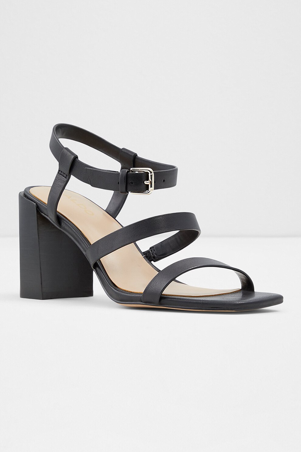 Aldo, Sandale de piele cu toc masiv Havana