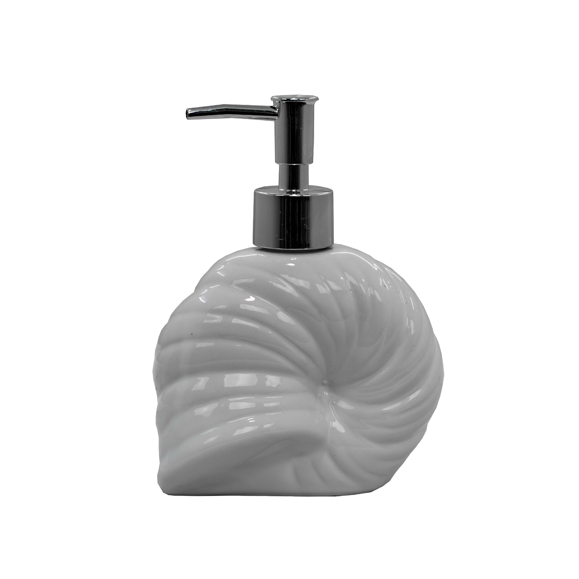Dozator sapun lichid forma scoica melc,ceramica, alba ,350ml
