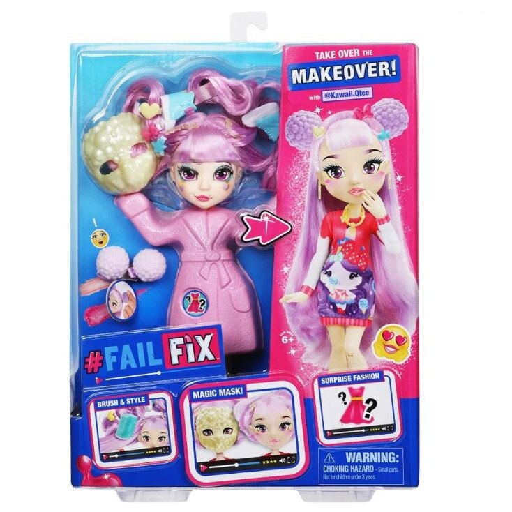 Papusa Fail Fix Makeover cu accesorii, Kawaii Qtee, 30 cm