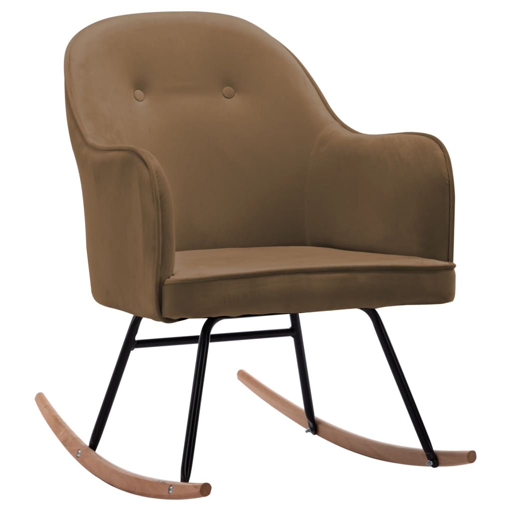 Scaun balansoar tapitat cu catifea, vidaXL, Catifea, 60 x 74 x 84 cm , Maro