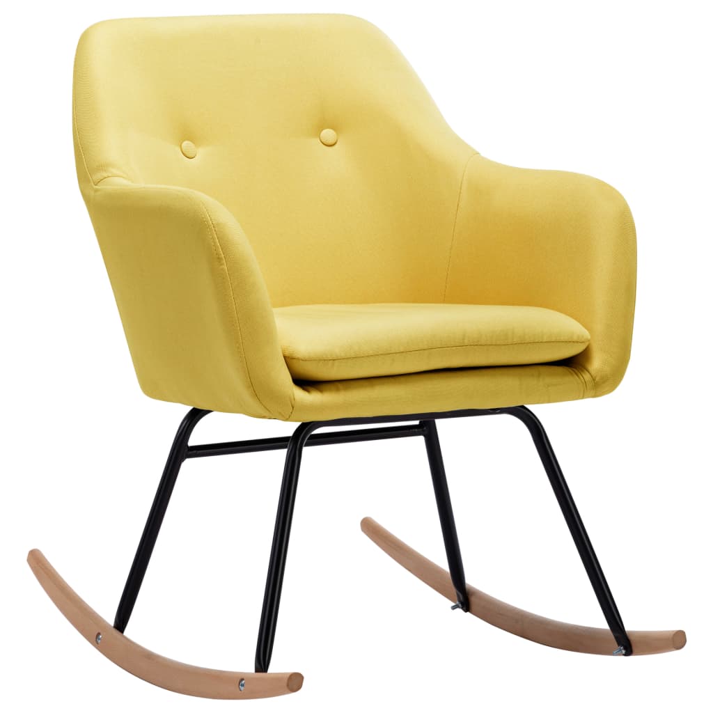 Scaun balansoar tapitat, vidaXL, Tesatura, 60 x 71 x 79 cm, Galben