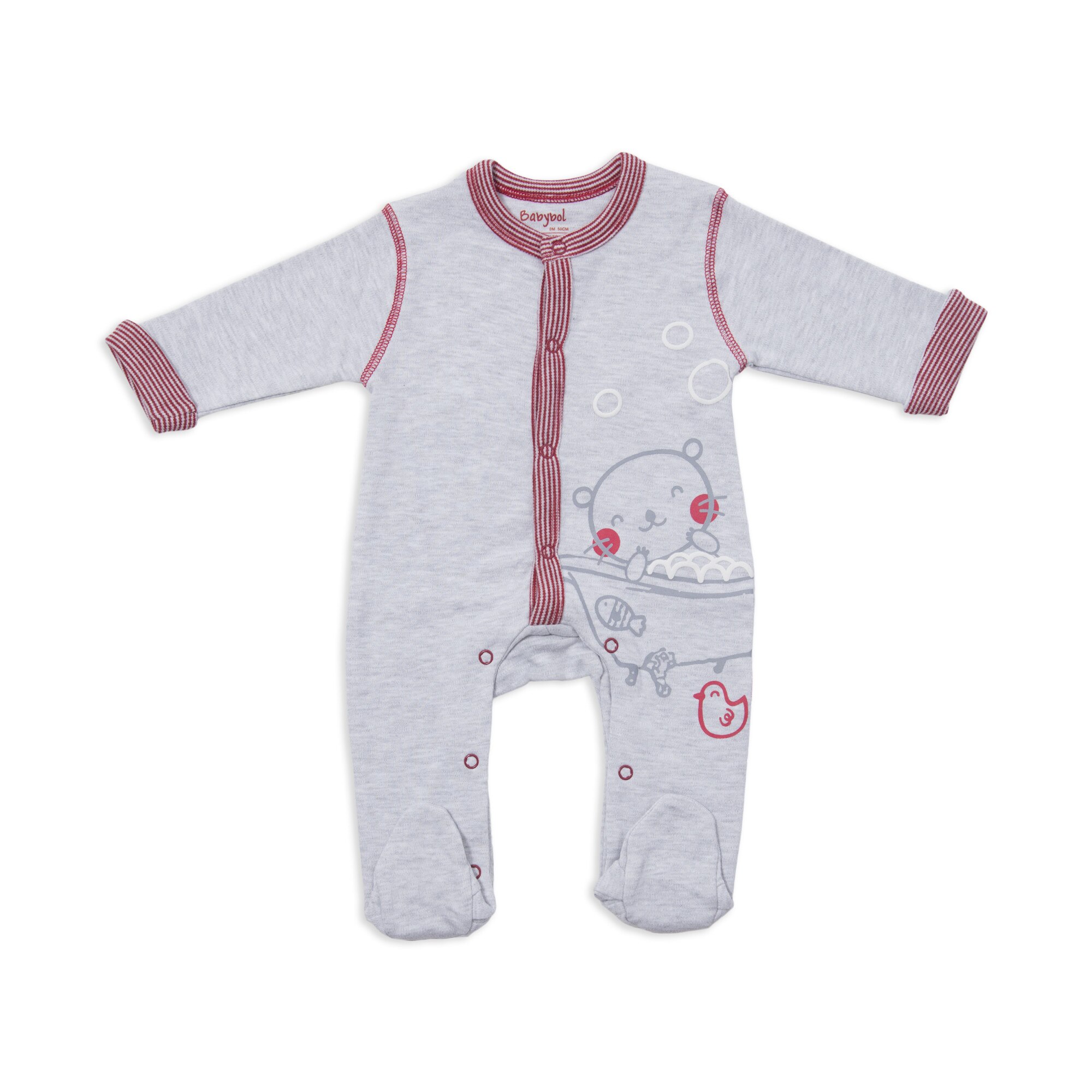 Salopeta bebe baiat Babybol, gri, 12 luni, 80 cm