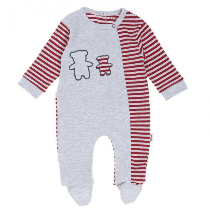 Set Babybol bebe baiat, dungi rosii, gri, 0 luni, 50 cm