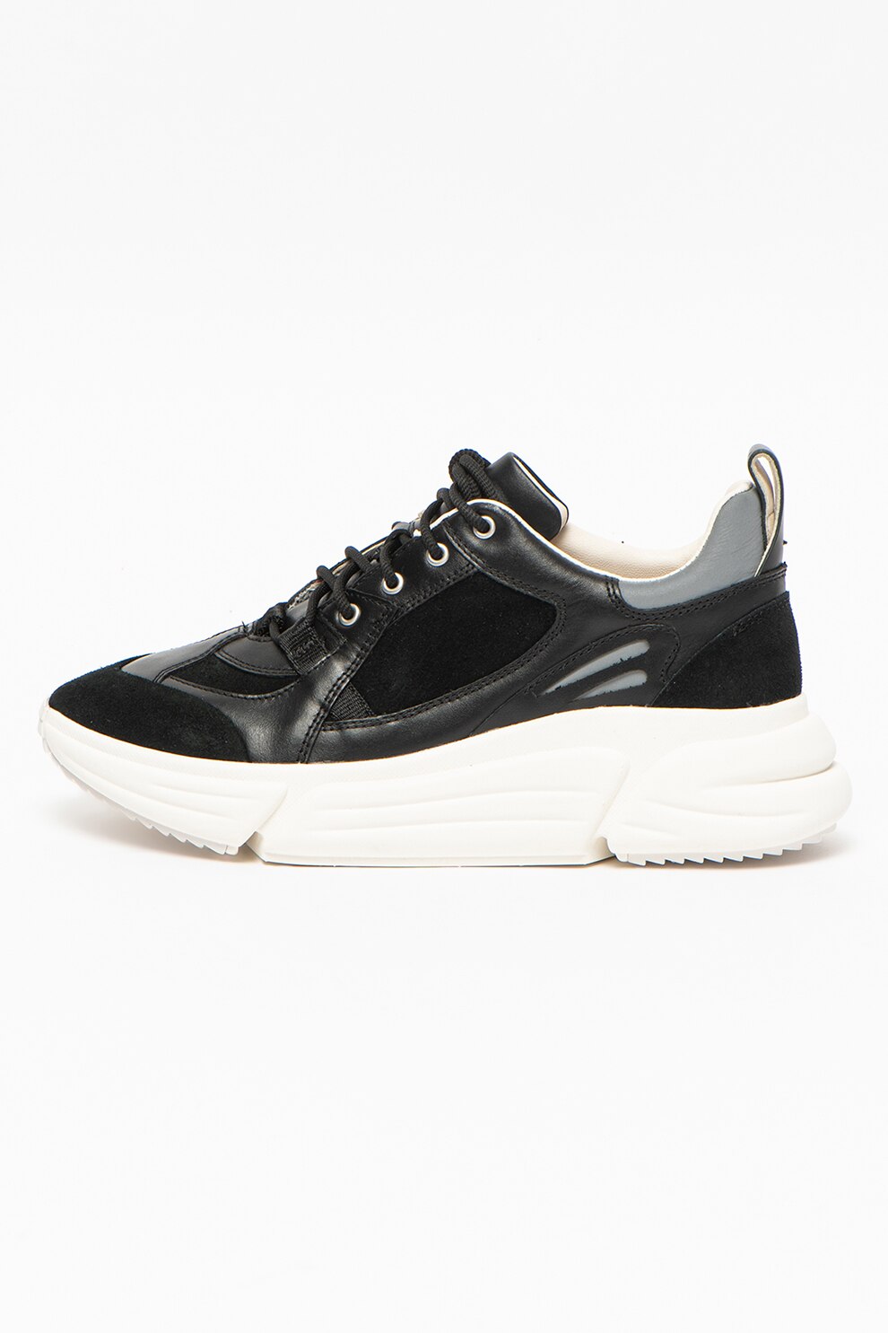 Clarks, Pantofi sport din piele cu talpa wedge Tricomet, Negru, 5.5