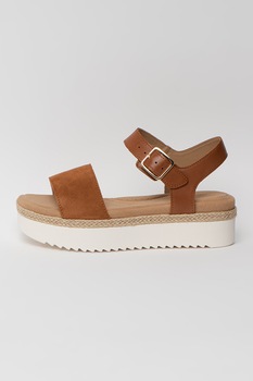 Clarks, Sandale flatform de piele si piele intoarsa Lana Shore Clarks, Sandale flatform de piele si piele intoarsa Lana Shore
