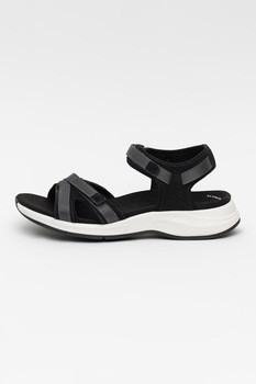 Clarks, Sandale de piele si material textil Solan Drift, Negru/Gri inchis, 3.5 Clarks, Sandale de piele si material textil Solan Drift, Negru/Gri inchis, 3.5
