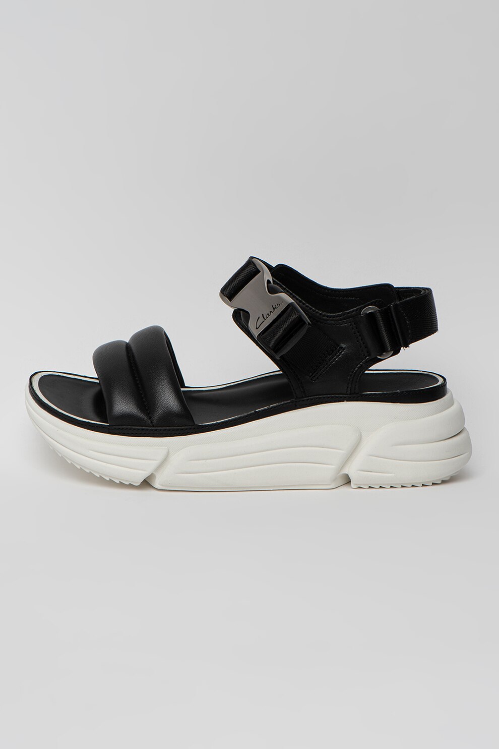 Clarks, Sandale wedge de piele Tricomet