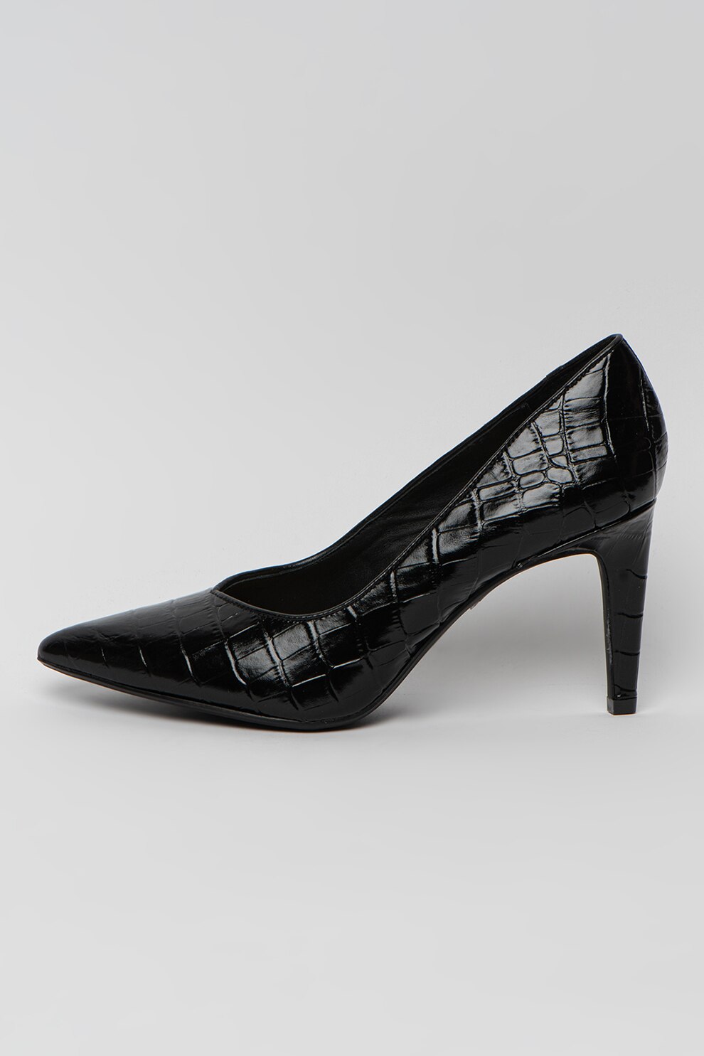 Clarks, Pantofi de piele cu varf ascutit Genoa 85 Court, Negru, 3.5