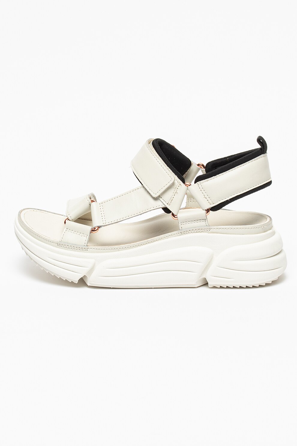 Clarks, Sandale wedge de piele Tricomet, Alb