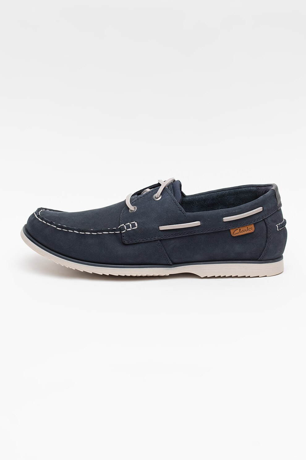 Clarks, Pantofi de piele nabuc cu garnituri contrastante Noonan Lace, Bleumarin inchis, 9.5