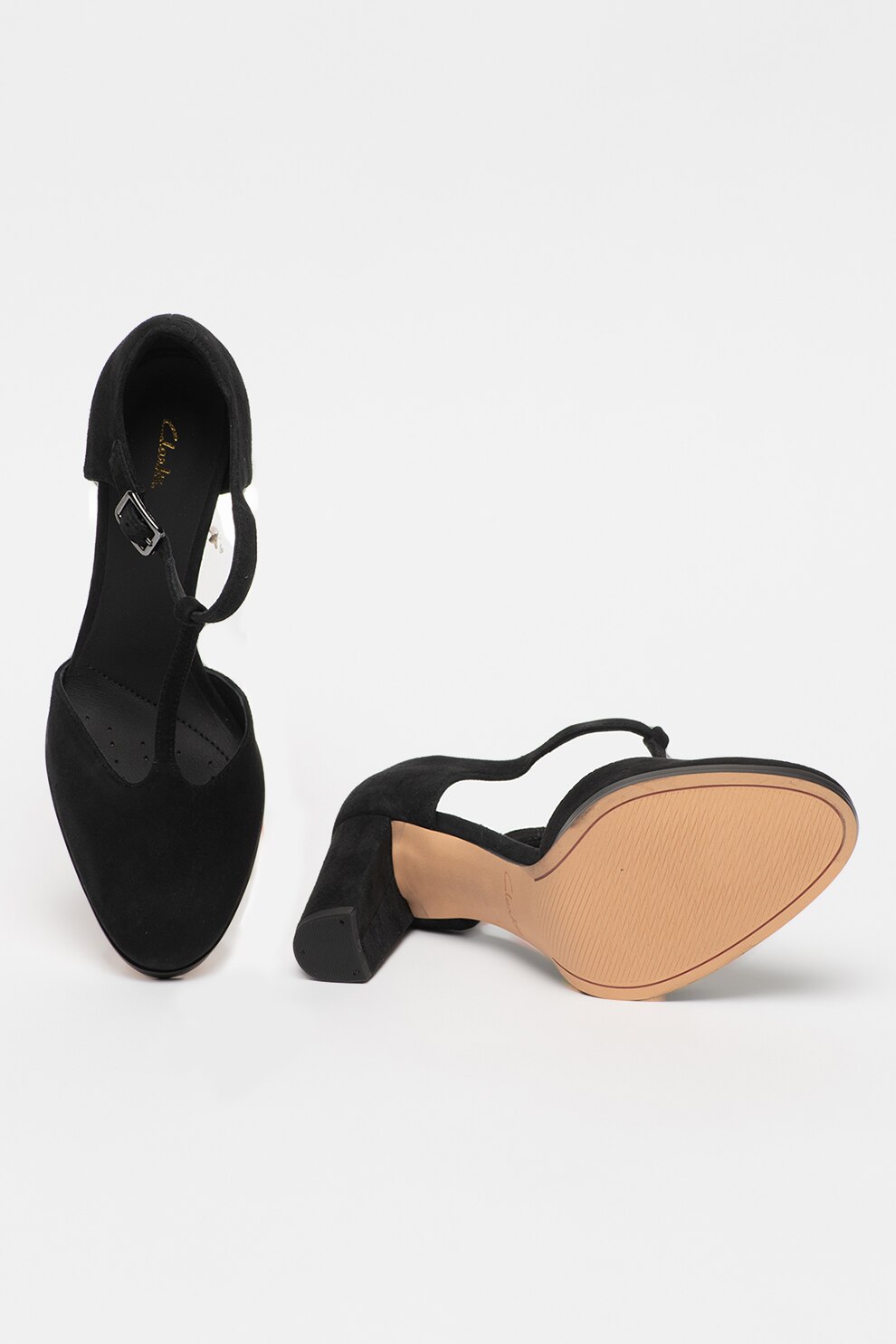 Clarks, Велурени обувки Kaylin Mary Jane, Черен, 3.5 - eMAG.bg