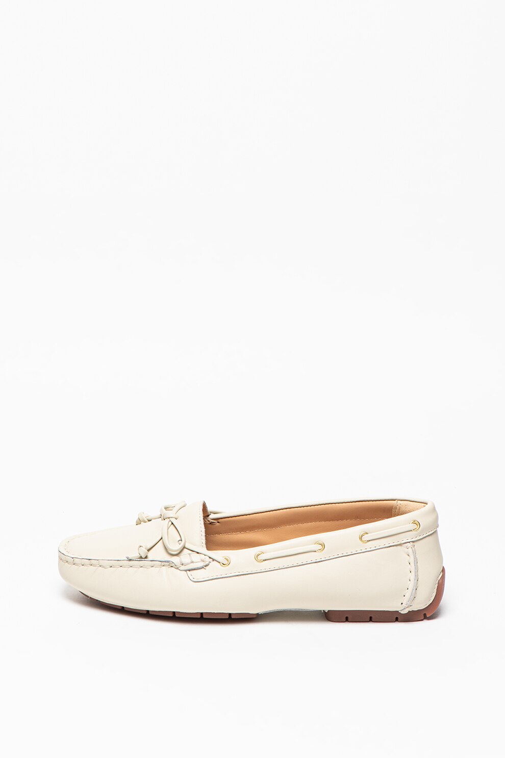 Clarks, Mocasini de piele Mocc, Alb prafuit, 3.5